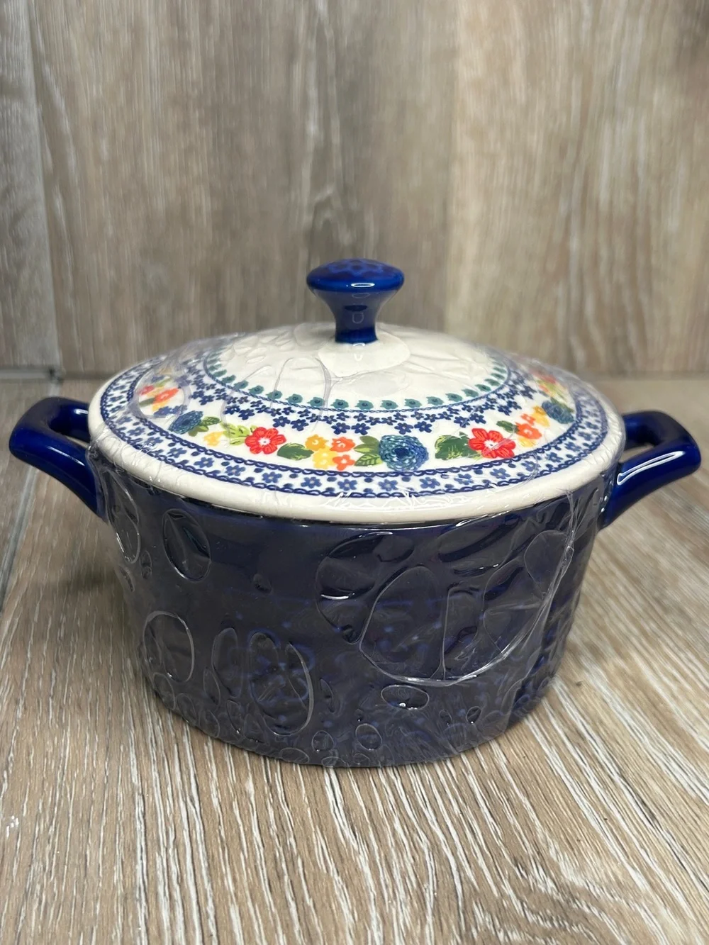 NWT Pioneer Woman Dazzling Dahlias Cobalt Mini Casserole Dish With Lid 14.4 oz⁠